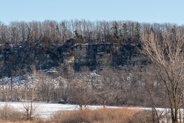 Ancient Bluffs of the 450 million year old Niagara Escarpment, as visible outside of De Pere, near...