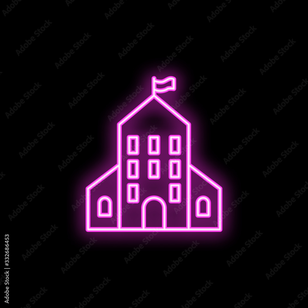 Poster school building neon icon. simple thin line, outline vector of school icons for ui and ux, website o
