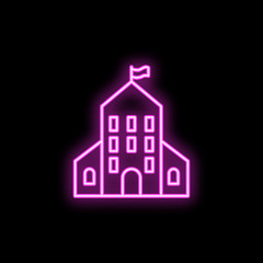 School building neon icon. Simple thin line, outline vector of school icons for ui and ux, website or mobile application