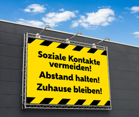 Banner mit Verhaltensregeln in der Coronakrise