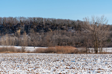 Ancient Bluffs of the 450 million year old Niagara Escarpment, as visible outside of De Pere, near Greenleaf, WI.