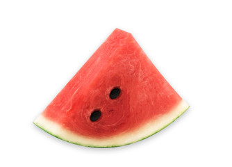 Closeup ripe watermelon slice isolated on white background with clipping path