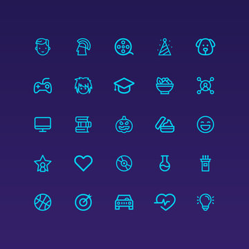 category icons ui design app vector Isolated image