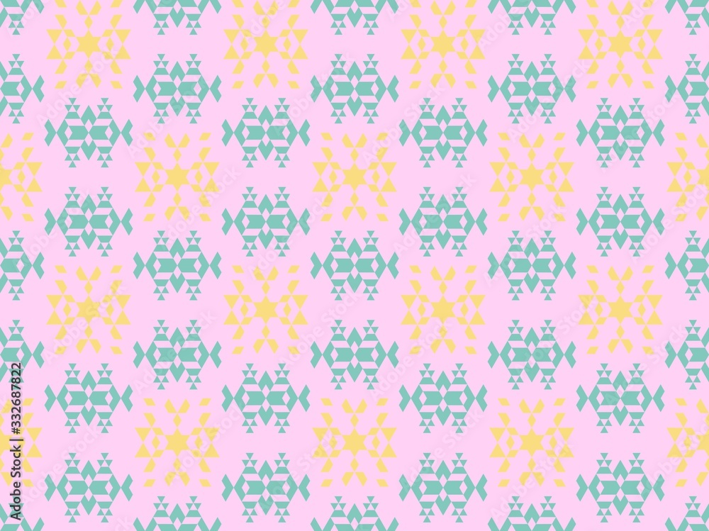 Poster triangle and mosaic on a seamless spring pattern.
