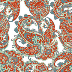 Paisley Vector Pattern. Seamless Asian Textile Background