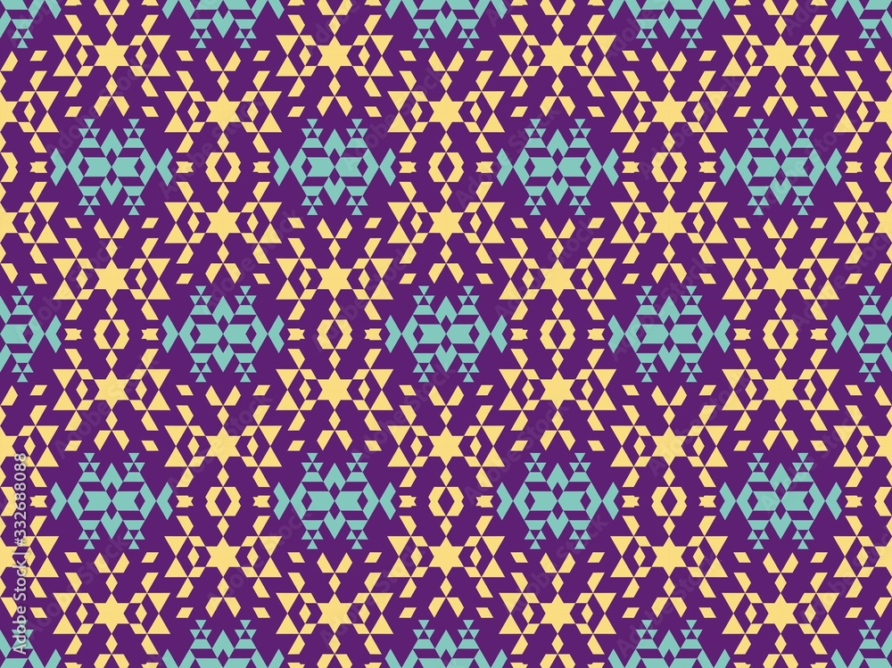 Poster seamless bright spring pattern with ornament and geometry.