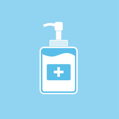 Disinfection. Hand sanitizer bottle icon, washing gel. Vector illustrationDisinfection. Hand sanitizer bottle icon, washing gel. Vector illustration