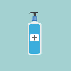 Disinfection. Hand sanitizer bottle icon, washing gel. Vector illustrationDisinfection. Hand sanitizer bottle icon, washing gel. Vector illustration