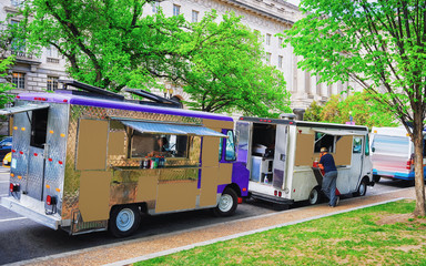 Food trucks in street of Washington DC - 332689090