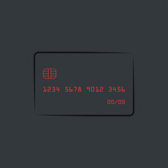 Bank card neumorphic design elements dark theme, minimal trendy mockup