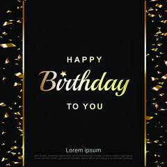 Fototapeta na wymiar Happy Birthday gold letter with gold star and gold frame