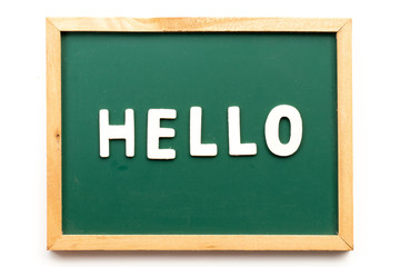 Letter in word hello on blackboard in white background © bankrx