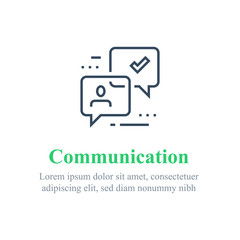 Communication concept, online support, chat bot, public relations, questionnaire or survey, opinion poll