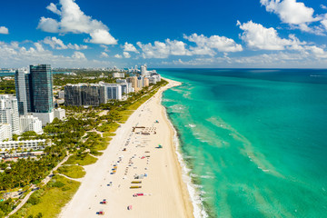 Aerial photo Miami Beach closed due to Coronavirus shut down