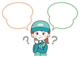 女性、配達員、吹き出し、疑問