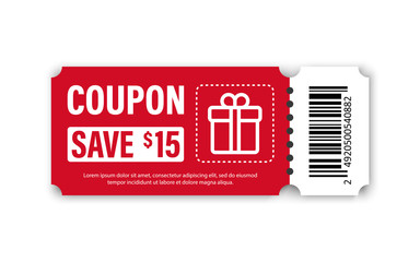 Set of Template Coupon. Gift Coupon element template, graphics design. Voucher promo code. Shopping, marketing, food and drink, business. Vector illustration.