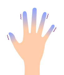 Cold hand blood circulation illustration (sensitivity to cold, cold fingertips)