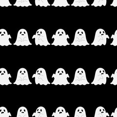 オバケ　シームレスパターン　黒A