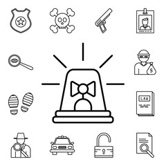 Police siren icon. Detailed set of crime investigation icons. Premium quality graphic design. One of the collection icons for websites, web design, mobile app