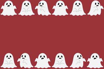 オバケのフレーム　長方形　赤