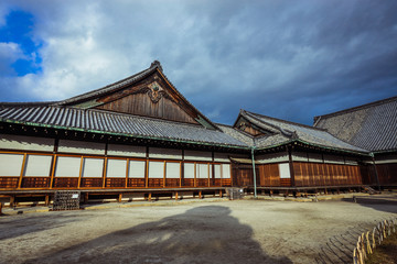 Fototapeta na wymiar Nice View to the Japanese styled building in the Nijo Castle, Japan