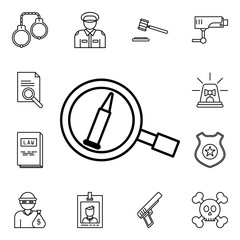 Bullet evidence icon. Detailed set of crime investigation icons. Premium quality graphic design. One of the collection icons for websites, web design, mobile app