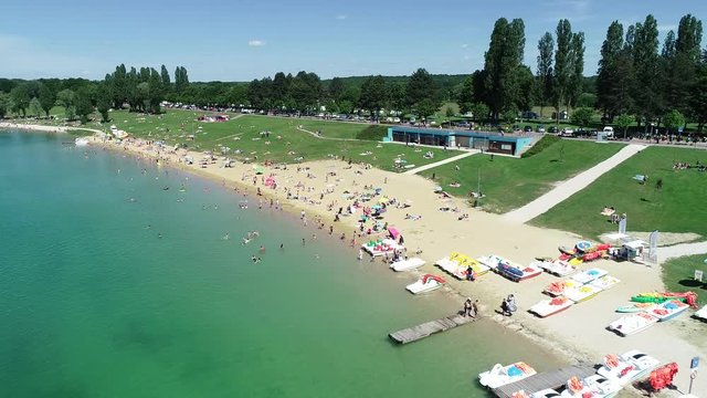 Champagne region, Aerial view of Orient Forest Regional Natural Park, Lake Orient