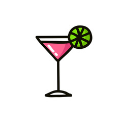 Cosmopolitan cocktail drink doodle icon, vector illustration