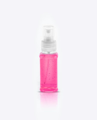 Clear hand sanitizer in a clear pump bottle isolated on a white background. Hand sanitizer is used for killing germs, bacteria and viruses, some of which can cause H1N1 flu or swine flu.