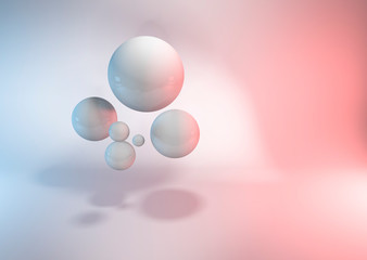 Minimal futuristic, 3d spheres , pastel color lights, background
