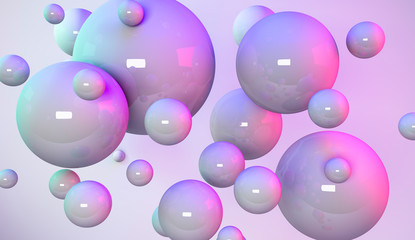 3d art spherical shapes , abstract pink gradient background 