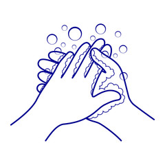 Hand washing and disinfection sign on a white background.