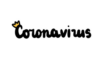 Naklejka premium Coronavirus covid-19 hand drawn vector illustration lettering in cartoon comic style infection