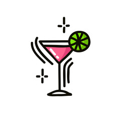 Cosmopolitan cocktail drink doodle icon, vector illustration