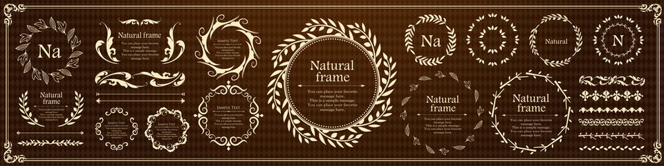 植物モチーフのフレーム&リボンセット © DESIGN BOX