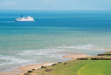 beautiful landscape with a ferry arriving in Calais