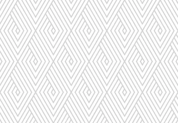  Abstract geometrisch patroon met strepen, lijnen. Naadloze vectorachtergrond. Wit en grijs ornament. Eenvoudig rooster grafisch ontwerp. © ELENA