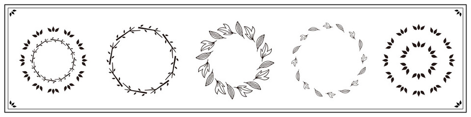 植物モチーフのフレーム&リボンセット