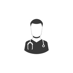 male doctor with stethoscope around his neck. vector medical symbol