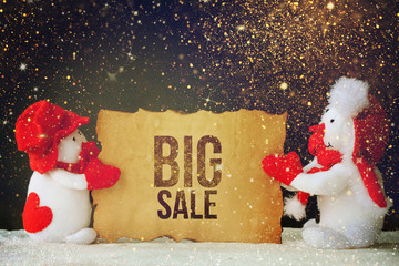 snowmans with old paper blank