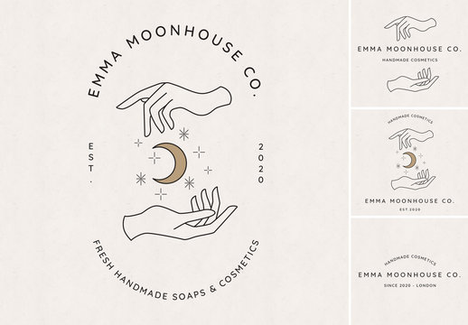 Hands and Moon Logo Set