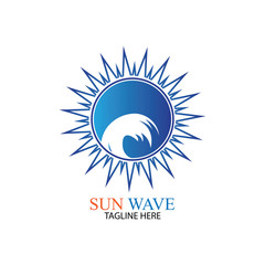 Water wave and sun icon vector illustration design logo