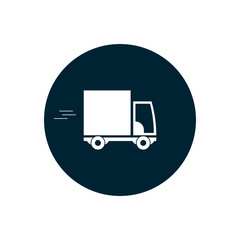 Truck icon on blue background. delivery car icon. Vector symbol