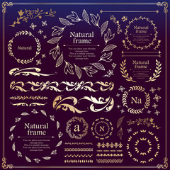 植物モチーフのフレーム&リボンセット