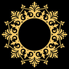 Decorative frame Elegant vector element for design in Eastern style, place for text. Floral golden border. Lace illustration for invitations and greeting cards.