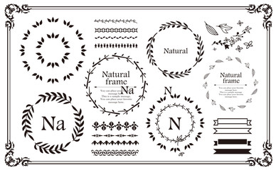 植物モチーフのフレーム&リボンセット