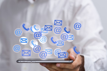 Hand with an email icon 3d