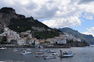 Fototapeta na wymiar Amalfi beautiful sea view in the coast Italy Europe 