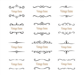 Hand drawn set of decorative frames, borders, page decoration calligraphic design elements. vintage vector illustration