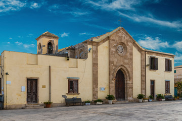 Fototapeta na wymiar Beautiful church of San Francesco di Paola in the coastal sicilian village Marzamemi in province of Syracuse in Sicily